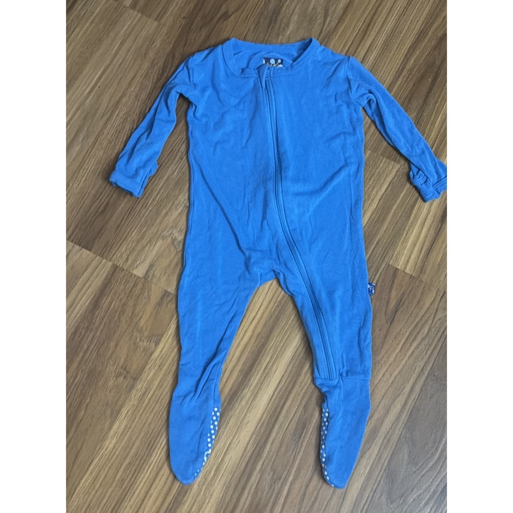 Kickee Pants Baby Boys 3-6 Months Blue Footed Sleeper Pajamas Bamboo